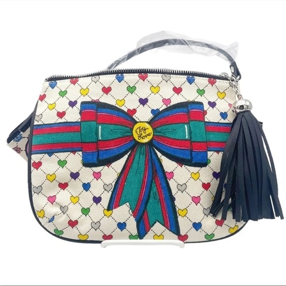 NWT Brighton Bag Holiday Love & Joy Crossbody Pouch Artsy Rainbow Hearts Purse - Picture 12 of 13